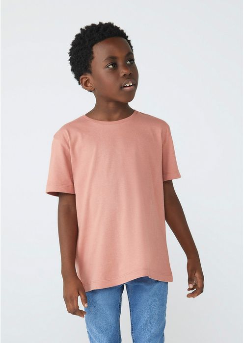 Camiseta Básica Infantil Menino Com Gola Redonda Hering Kids - Marrom