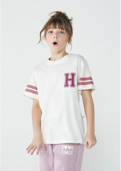 Blusa Infantil Menina Modelagem Oversized - Off White