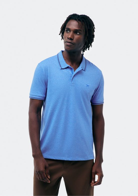 Foto do produto: Camisa Polo Básica Masculina Em Malha Texturizada - Azul