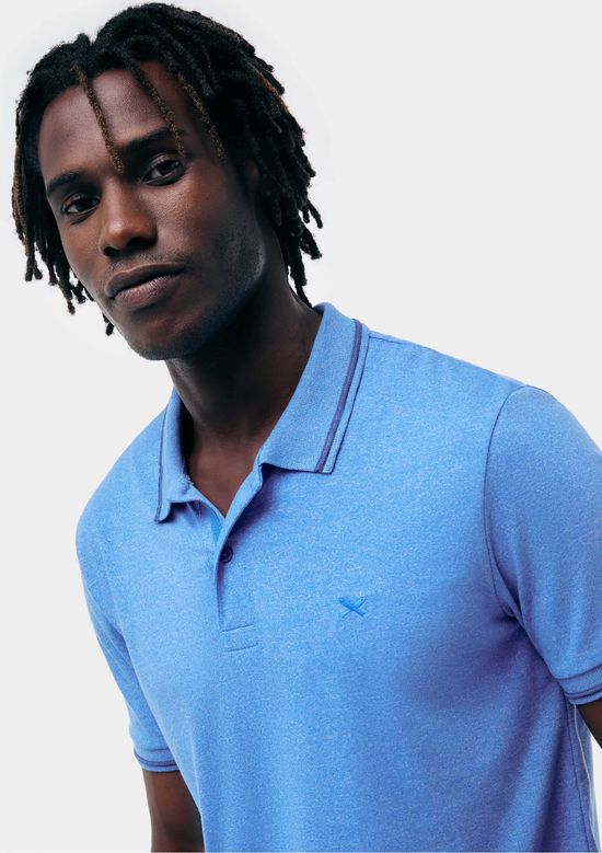 Foto do produto: Camisa Polo Básica Masculina Em Malha Texturizada - Azul