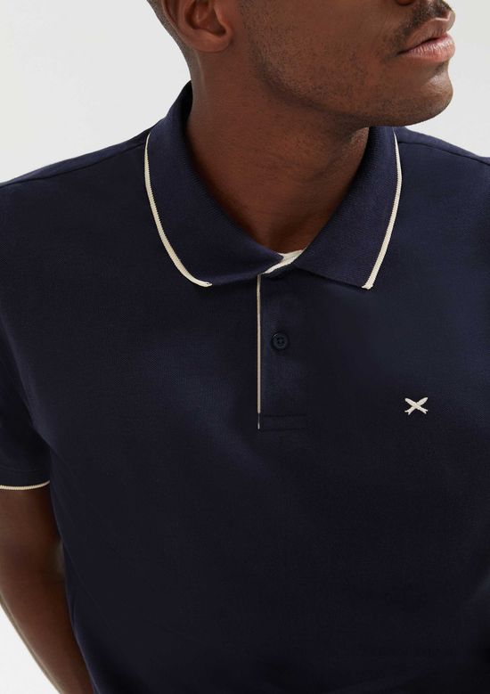 Foto do produto: Camisa Polo Básica Masculina Em Piquet Com Bordado - Azul