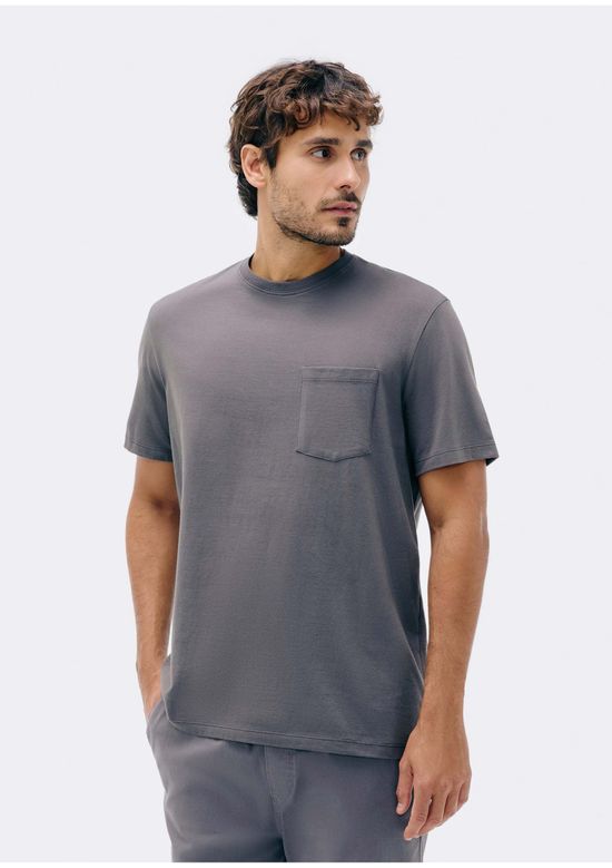 Foto do produto: Camiseta Básica Masculina Comfort Super Cotton Com Bolso - Cinza