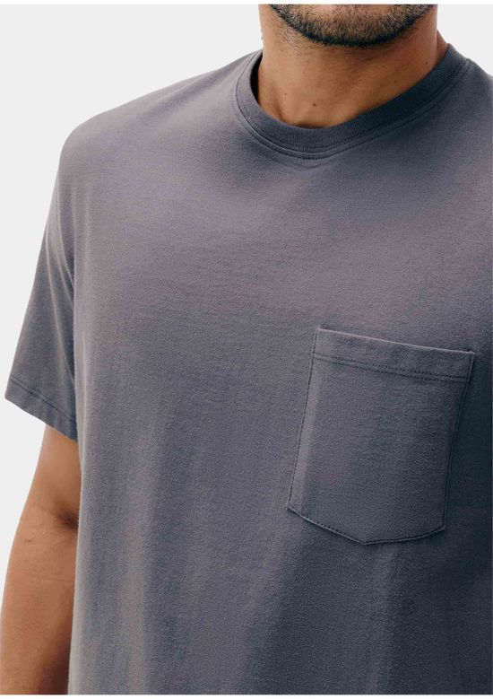 Foto do produto: Camiseta Básica Masculina Comfort Super Cotton Com Bolso - Cinza