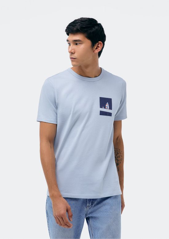 Foto do produto: Camiseta Masculina Manga Curta Com Estampa - Azul