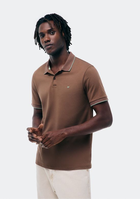 Foto do produto: Camisa Polo Básica Masculina Super Cotton Com Bordado - Marrom