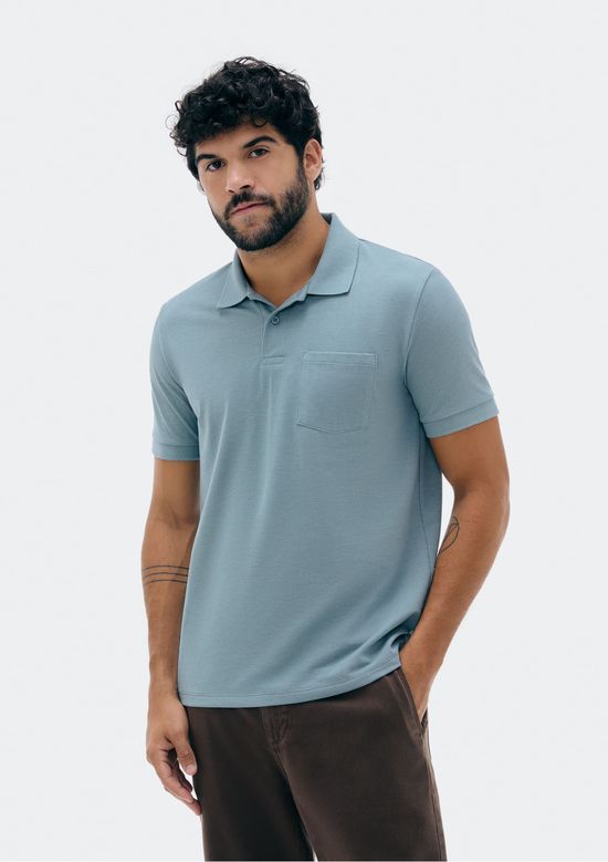 Foto do produto: Camisa Polo Básica Masculina Em Piquet Com Bolso - Verde