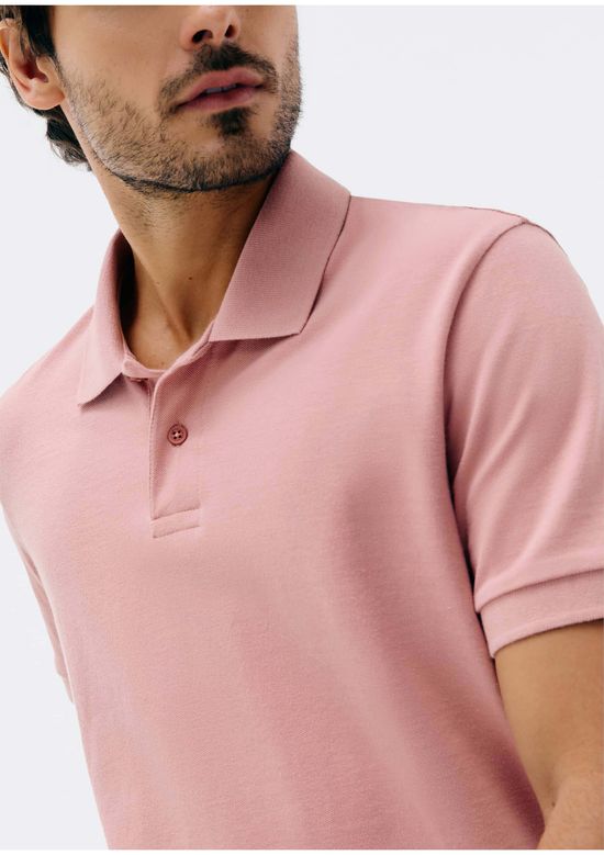 Foto do produto: Camisa Polo Básica Masculina Manga Curta Em Piquet - Rosa