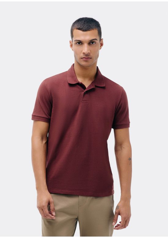 Foto do produto: Camisa Polo Básica Masculina Manga Curta Em Piquet - Marsala