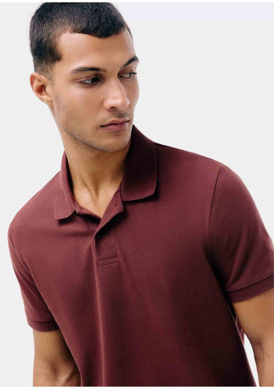 Foto do produto: Camisa Polo Básica Masculina Manga Curta Em Piquet - Marsala