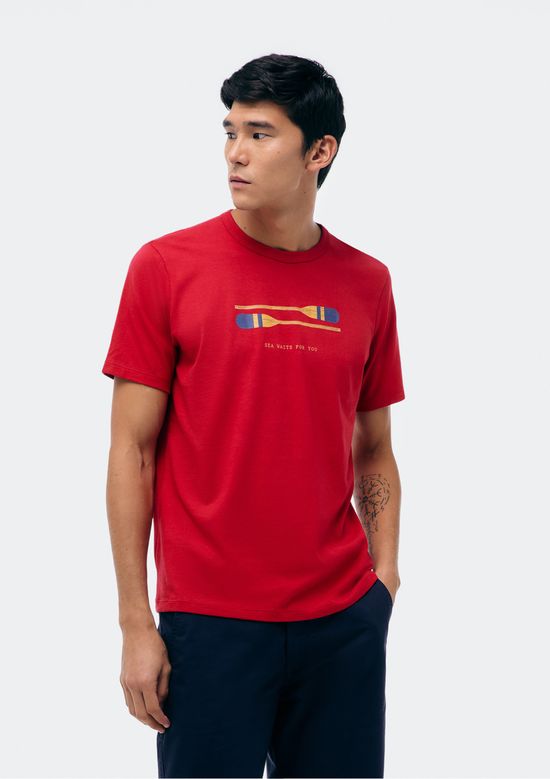 Foto do produto: Camiseta Masculina Manga Curta Com Estampa - Vermelho