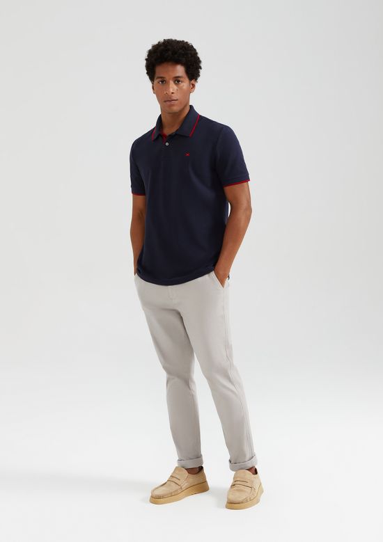 Foto do produto: Camisa Polo Básica Masculina Em Piquet Com Bordado - Azul