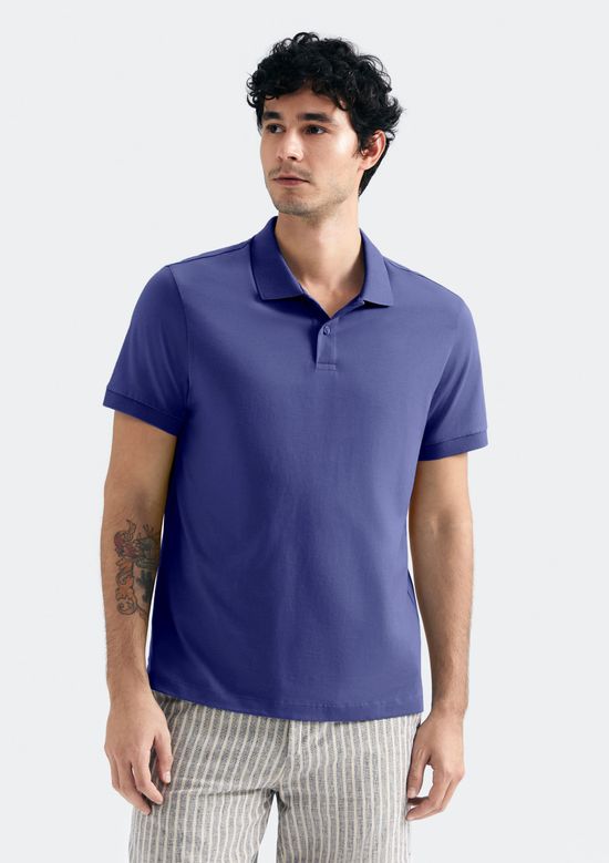 Foto do produto: Camisa Polo Básica Masculina Manga Curta Pima - Azul