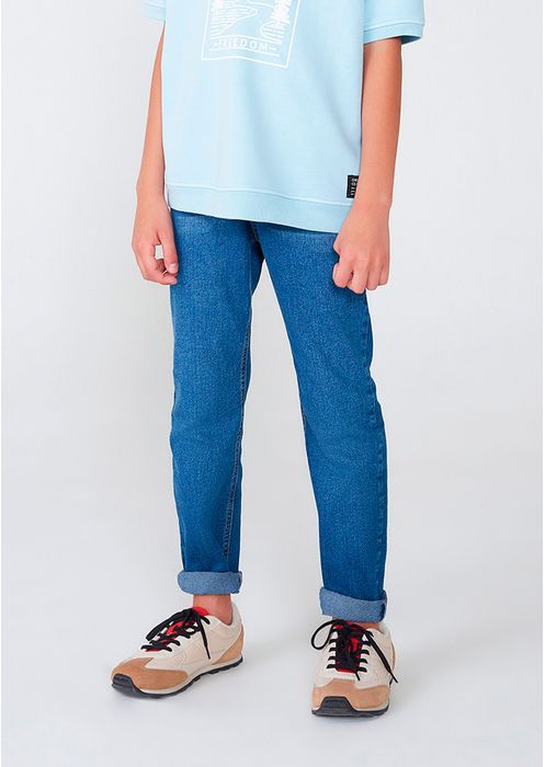 Calça Jeans Infantil Menino Slim - Azul Escuro