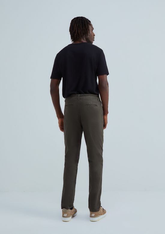 Foto do produto: Calça Básica Masculina Chino Slim Em Sarja Com Elastano - Verde