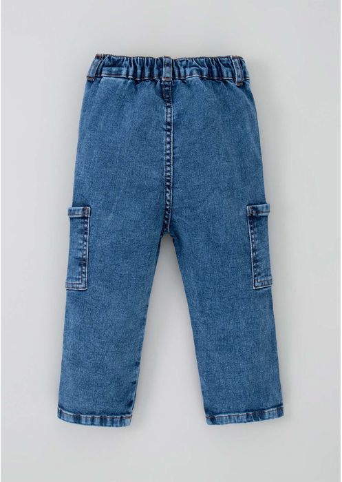 Calça Jeans Infantil Menino Cargo Toddler - Azul Médio