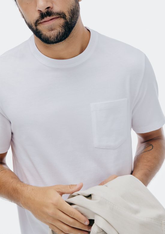 Foto do produto: Camiseta Básica Masculina Comfort Super Cotton Com Bolso - Branco