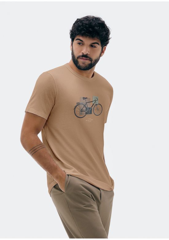 Foto do produto: Camiseta Masculina Manga Curta Com Estampa - Bege