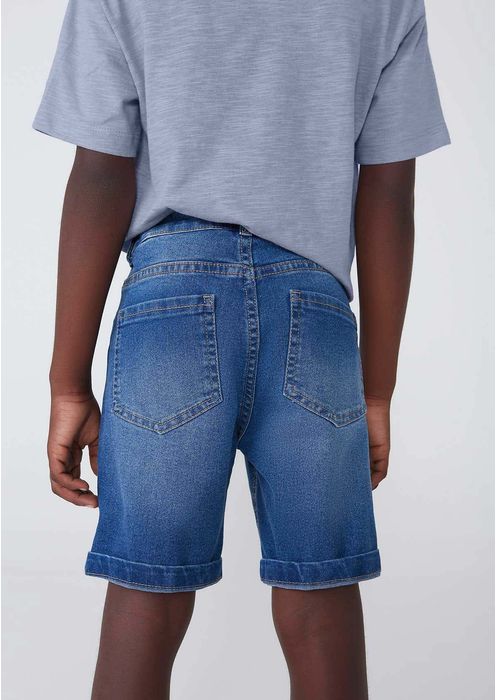 Bermuda Jeans Infantil Menino Com Barra Dobrada - Azul