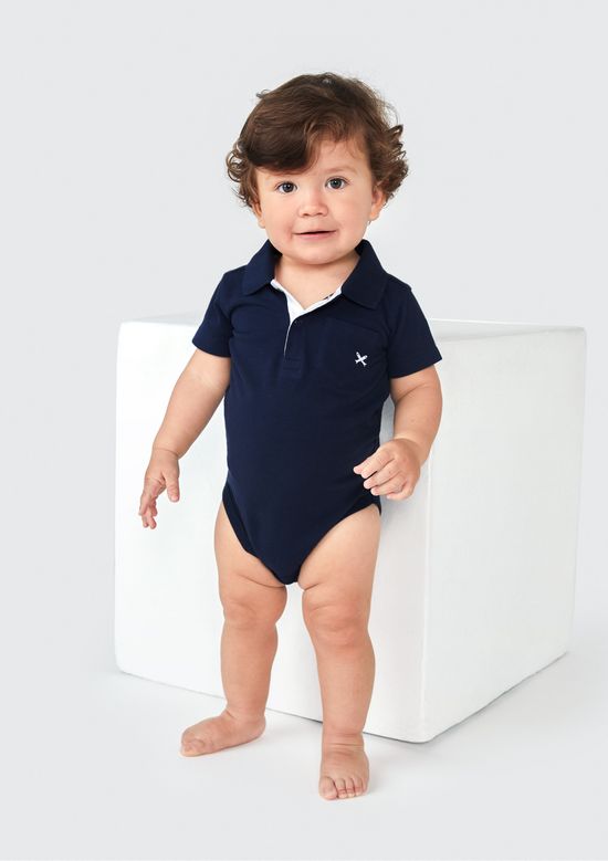 Foto do produto: Body Polo Bebê Menino Com Bolsinho - Azul