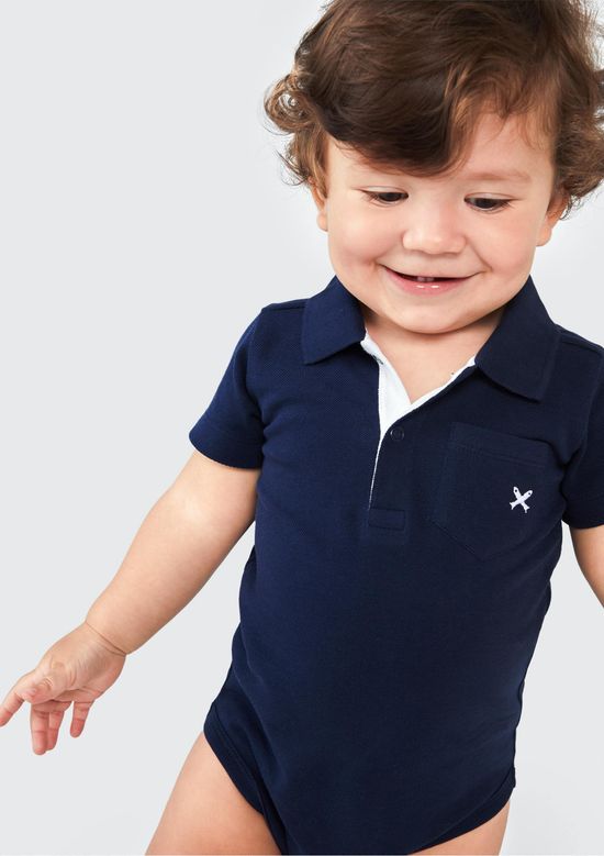 Foto do produto: Body Polo Bebê Menino Com Bolsinho - Azul