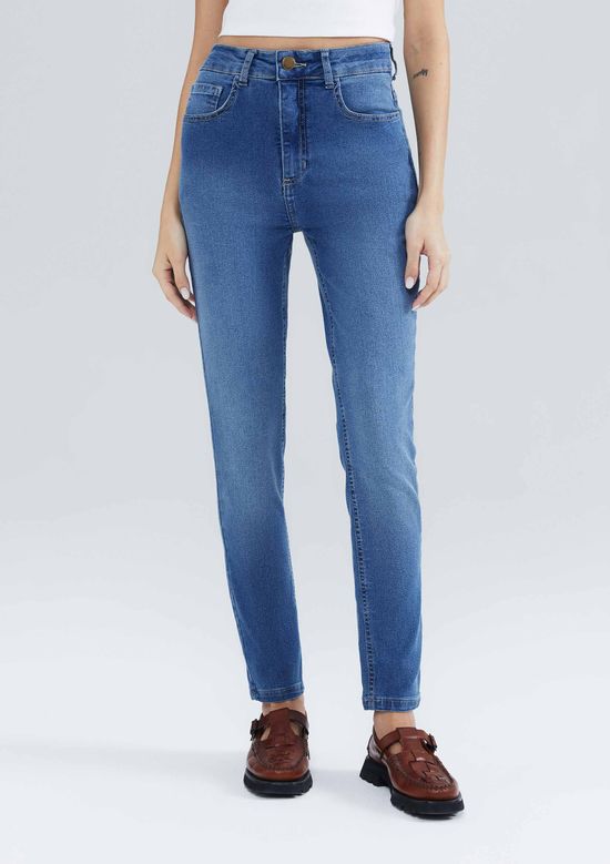 Foto do produto: Calça Jeans Básica Feminina Cintura Média Skinny - Azul