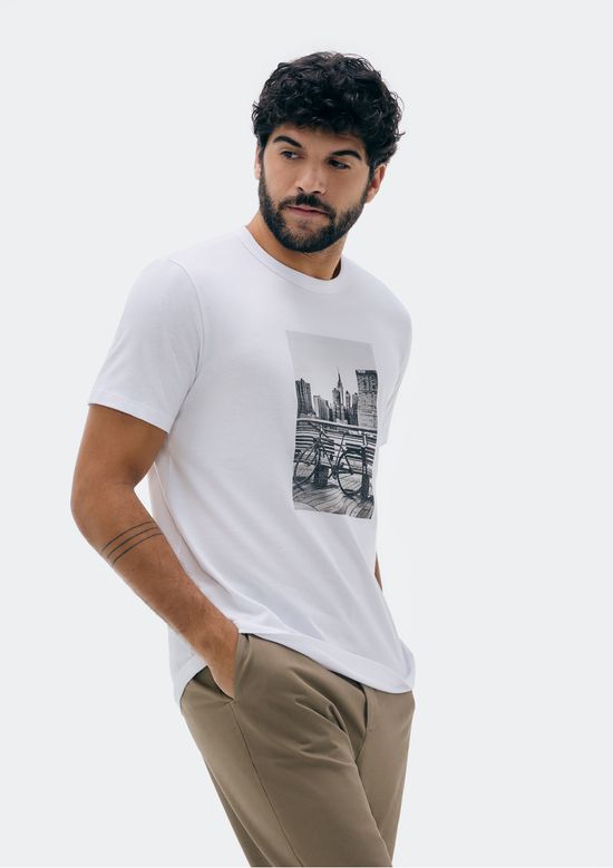 Foto do produto: Camiseta Masculina Manga Curta Com Estampa - Branco