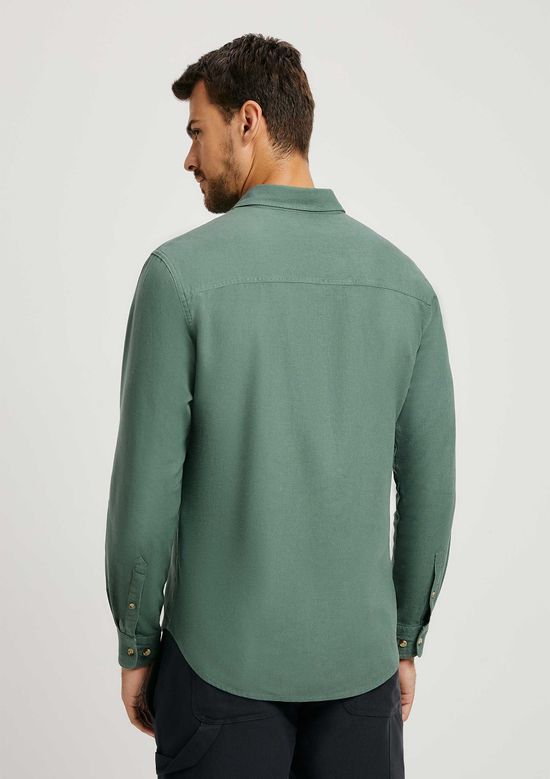 Foto do produto: Camisa Básica Masculina Manga Longa Slim Em Linho - Verde