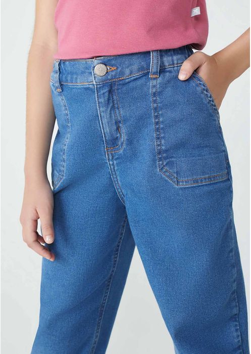 Calça Jeans Infantil Menina Jogger - Azul Médio