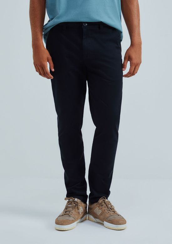 Foto do produto: Calça Básica Masculina Chino Slim Em Sarja Com Elastano - Preto