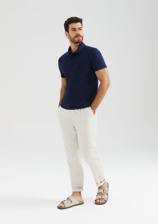 Foto do produto: Camisa Polo Masculina Manga Curta Slim Com elastano - Azul