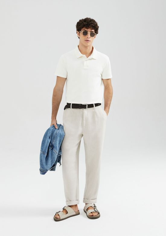 Foto do produto: Camisa Polo Masculina Manga Curta Slim Com elastano - Off white