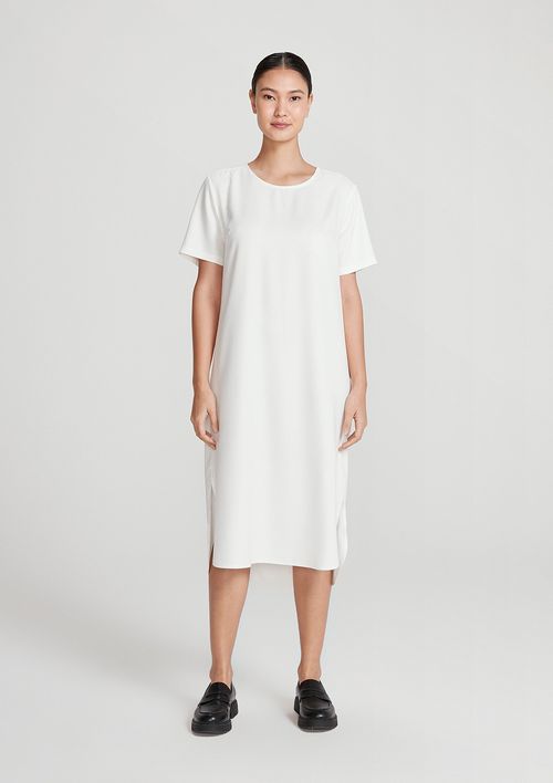 Vestido Básico Midi Com Fendas Laterais - Off White