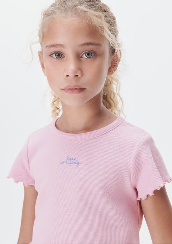 Foto do produto: Blusa Manga Curta Infantil Menina Em Ribana - Rosa