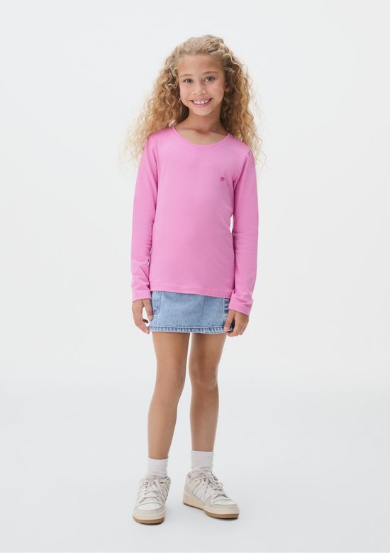 Foto do produto: Blusa Básica Infantil Menina Manga Longa Com Patch Hering Kids - Rosa