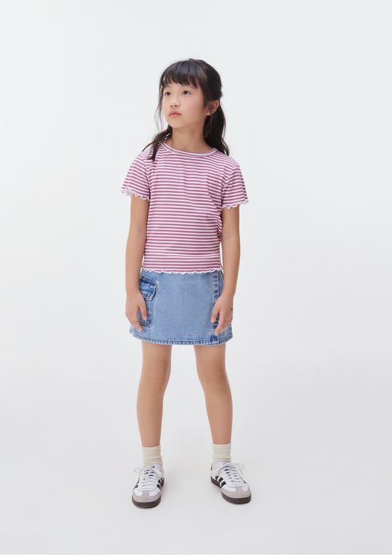 Foto do produto: Blusa Infantil Menina Manga Curta Em Ribana Estampada - Rosa