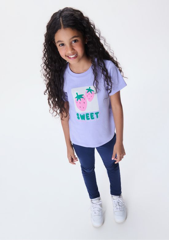 Foto do produto: Blusa Infantil Menina Manga Curta Com Estampa - Lilás