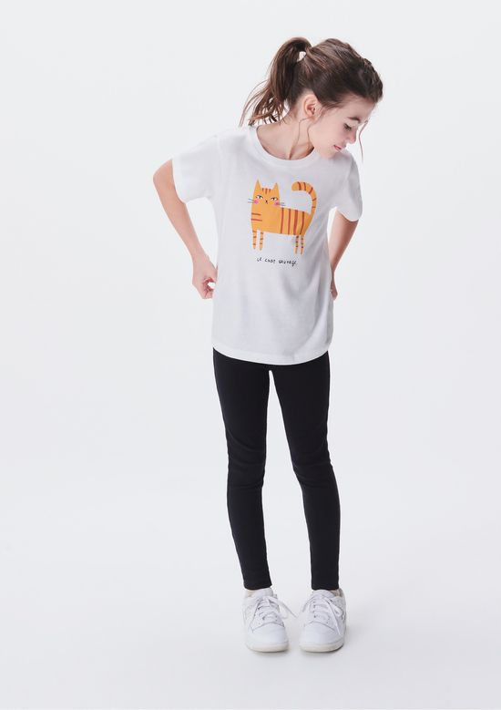 Foto do produto: Blusa Infantil Menina Manga Curta Com Estampa - Off white