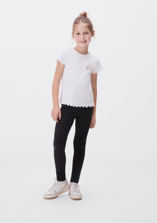 Foto do produto: Blusa Manga Curta Infantil Menina Em Ribana - Off white