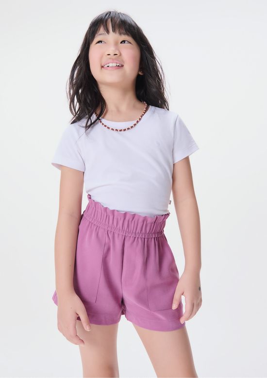 Foto do produto: Blusa Básica Infantil Menina Manga Curta Slim Com Bordado Coração - Branco