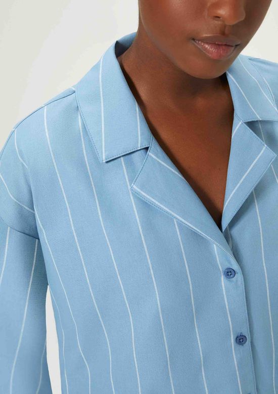 Foto do produto: Camisa Feminina Manga Longa Listrada - Azul