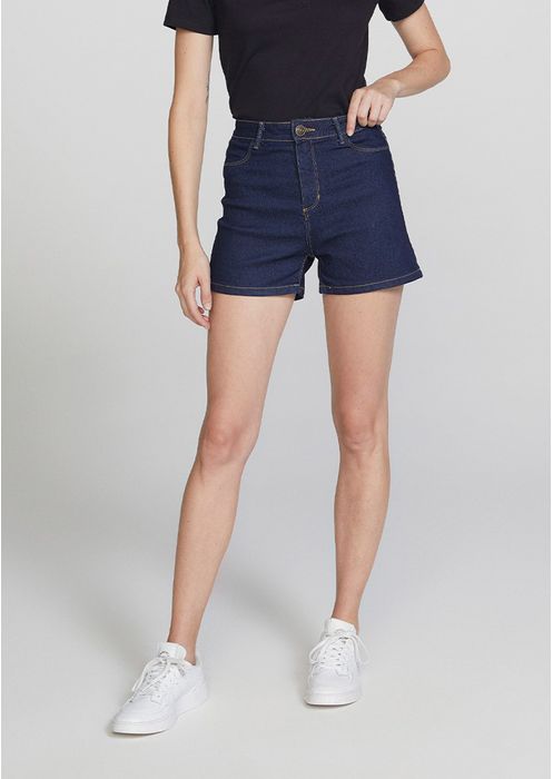 Shorts Jeans Feminino Cintura Alta - Azul Escuro