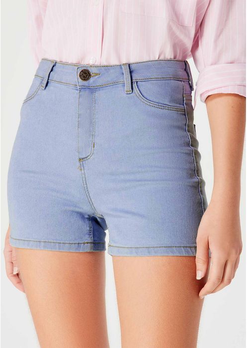 Shorts Jeans Feminino Cintura Alta - Azul Claro