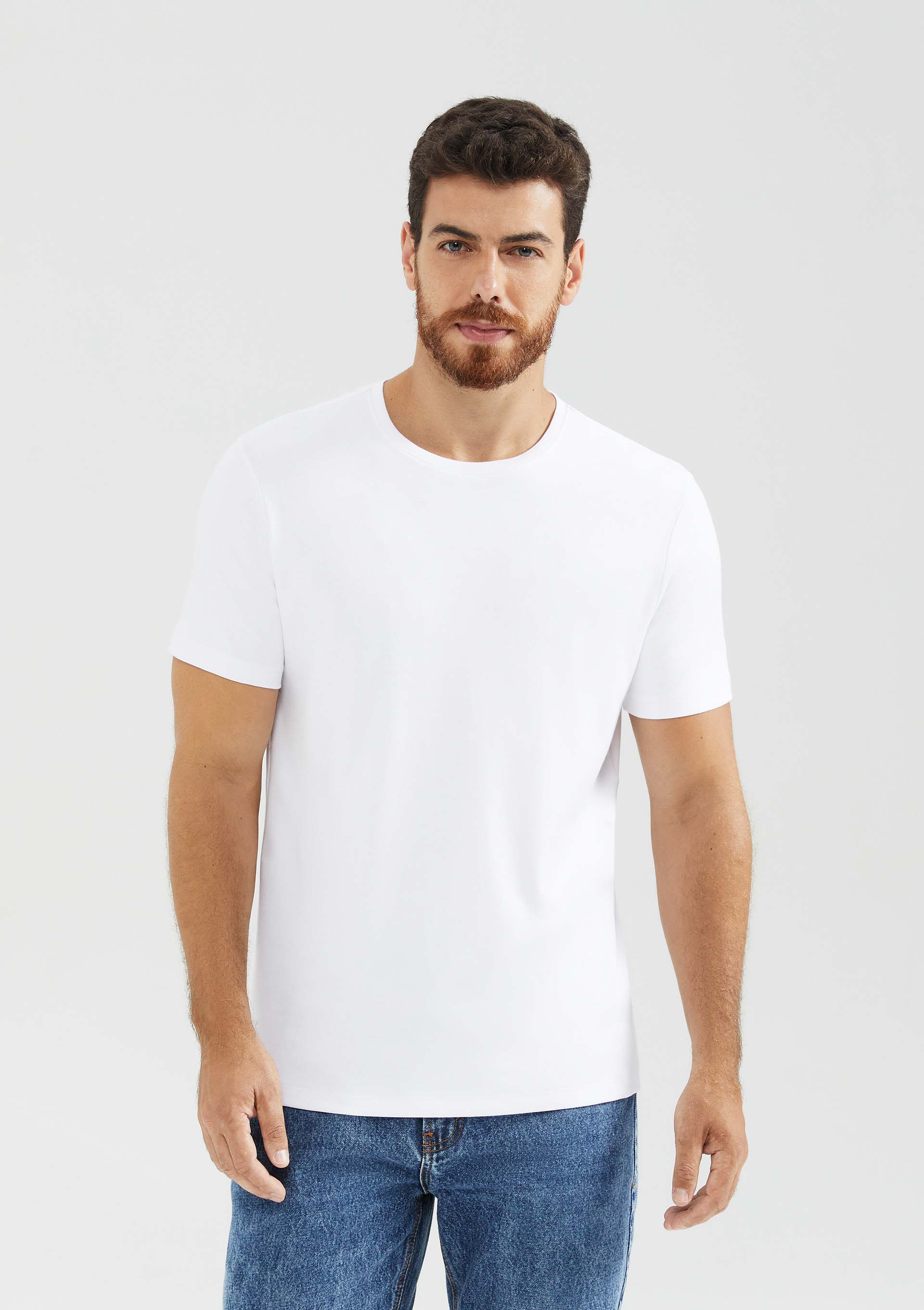 Camiseta Masculina Manga Curta Super Cotton Pima - Branco Menor preço em Camiseta Masculina Manga Curta Super Cotton Pima - Branco
