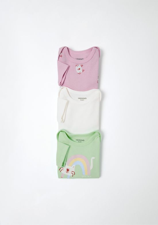 Foto do produto: Kit Com 3 Bodies Bebê Menina Em Ribana - Multicolorido
