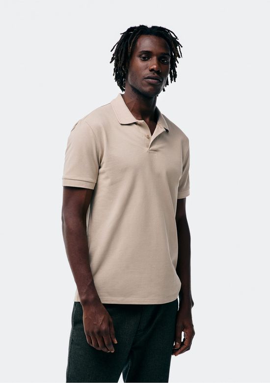 Foto do produto: Camisa Polo Básica Masculina Manga Curta Em Piquet - Bege