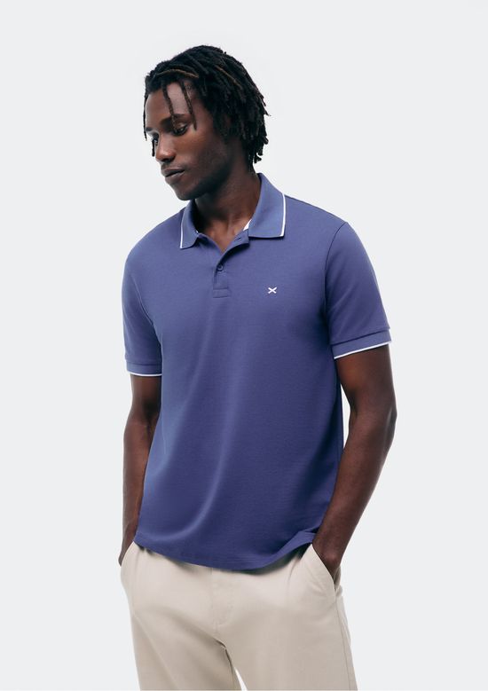 Foto do produto: Camisa Polo Básica Masculina Super Cotton Com Bordado - Azul