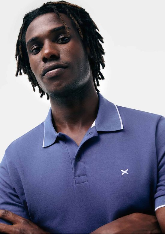 Foto do produto: Camisa Polo Básica Masculina Super Cotton Com Bordado - Azul