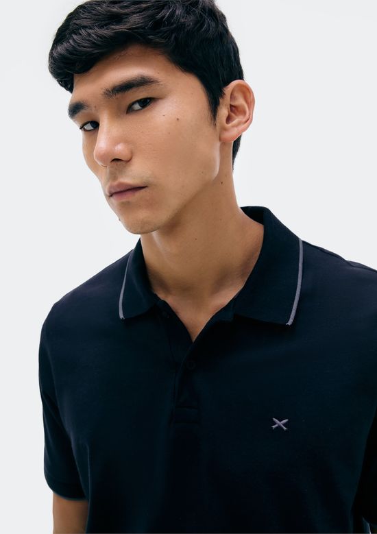 Foto do produto: Camisa Polo Básica Masculina Super Cotton Com Bordado - Preto