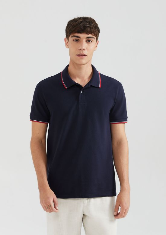 Foto do produto: Camisa Polo Básica Masculina Manga Curta Em Piquet - Azul