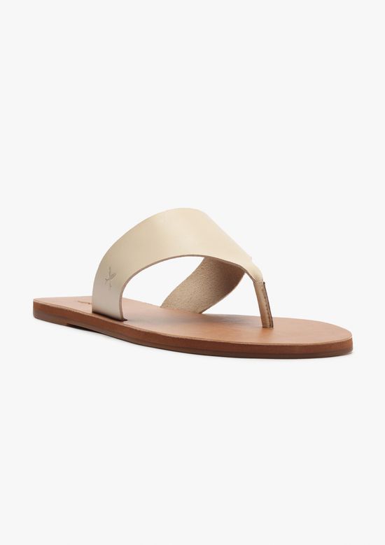 Foto do produto: Sandália Rasteira Feminina Couro - Creme